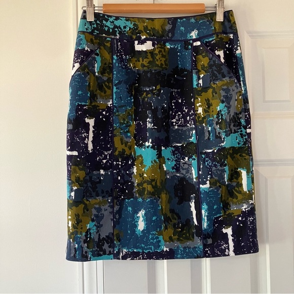 EUC Anthropologie Tabitha Simons Liquid Acres Lined Pocket Pencil Skirt (4) - Picture 4 of 11